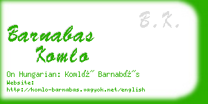 barnabas komlo business card